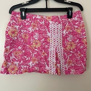 Lilly Pulitzer, Pink skirt white white undershorts